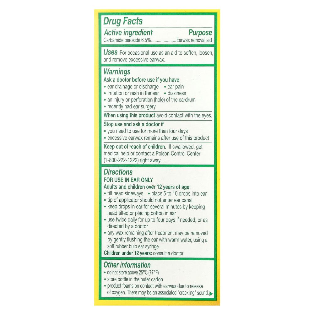 Debrox, Drops, средство для удаления ушной серы, 15 мл (0,5 жидк. унции)