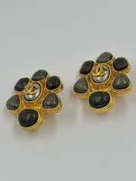 Клипсы с коричневыми вставками Chanel