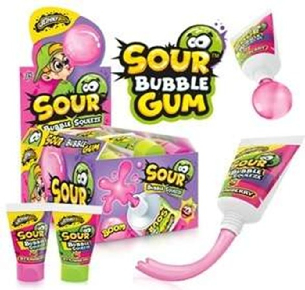 Ж. резинка в тюбике кислая Sour Bubble Squeeze 30гр (24шт) Johny Bee