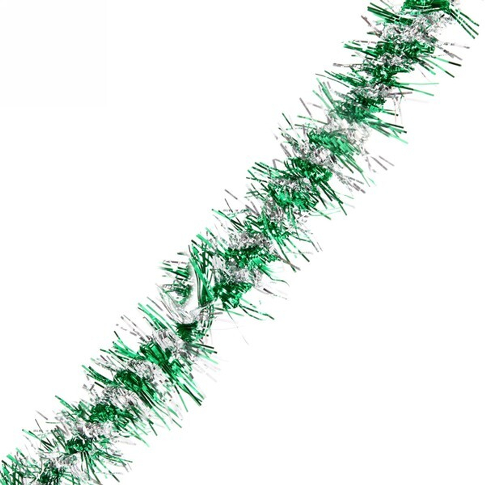 Мишура 2м 9см «Фейерверк» зеленый/серебро