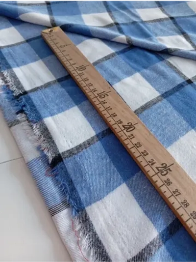 Хлопок рубашечный (фуле). Клетка синяя, 1,5 м