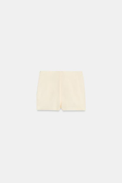 ZARA ЮБКА-ШОРТЫ ИЗ АТЛАСА С КРУЖЕВОМ, ЖЕЛТЫЙ