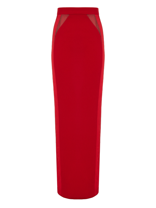 Юбка макси со вставками из сетки