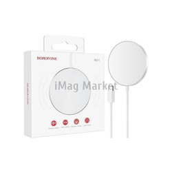 Беспроводное зарядное устройство Borofone BQ11, 15W, 2A, MagSafe, встроенный кабель Type-C, 1м, белый
