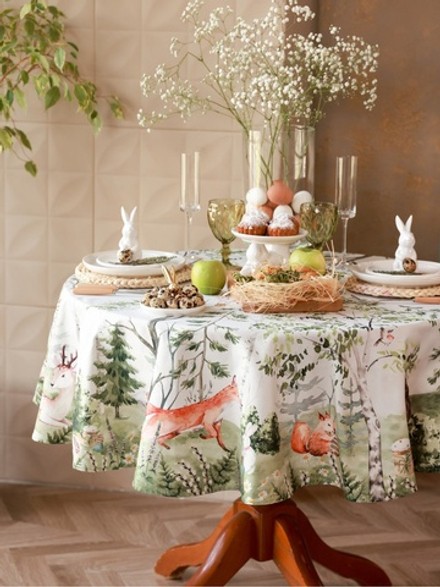 Скатерть "Лесная сказака", d=215 см