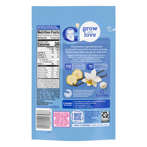Gerber, Yogurt Melts®, для детей от 8 месяцев, банан и ваниль, 28 г (1 унция)