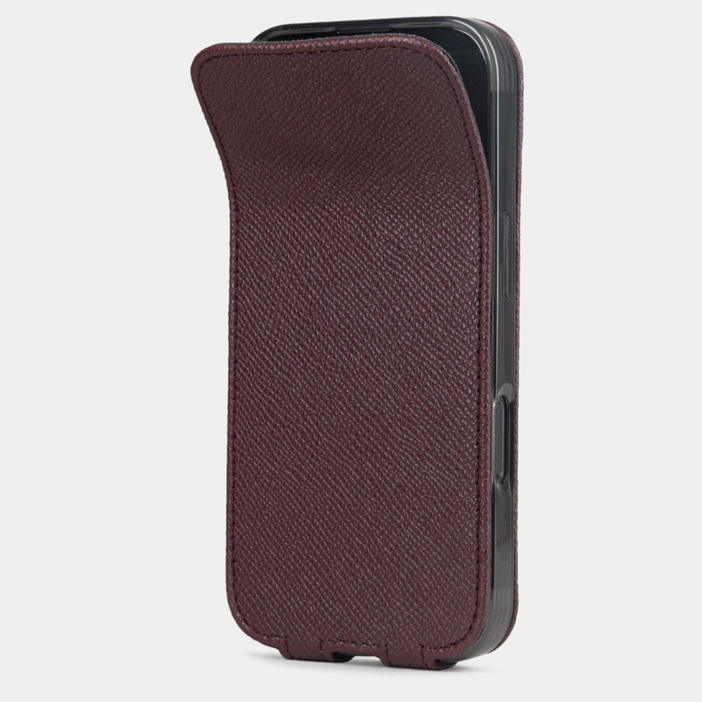 Чехол iPhone 17 Pro натуральная кожа сафьяно, бордового цвета