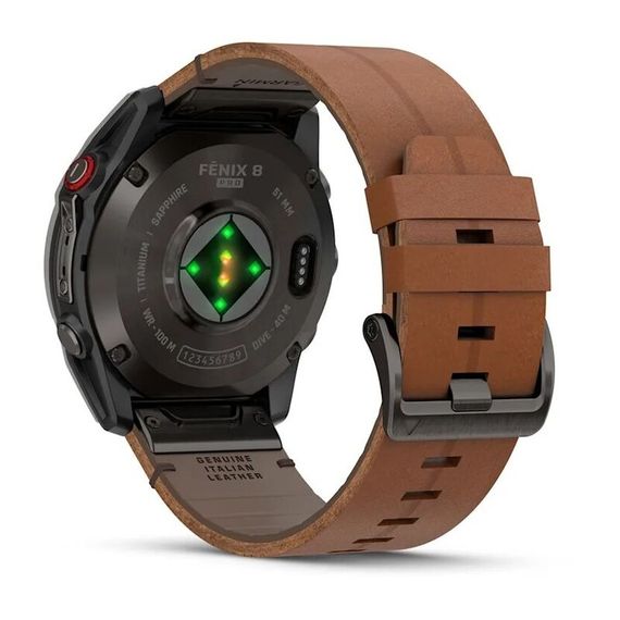Умные часы Garmin Fenix 8 Pro 51mm Amoled Sapphire Titanium Carbon Grey Chestnut Leather