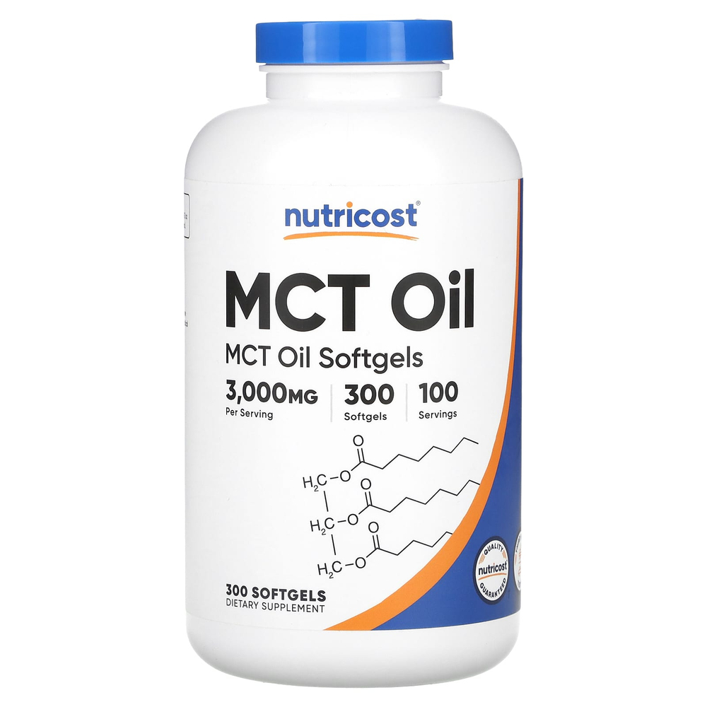 Nutricost, Масло MCT, 300 капсул (1000 мг в каждой капсуле)