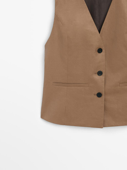 Massimo Dutti Жилет из смеси льна, норка