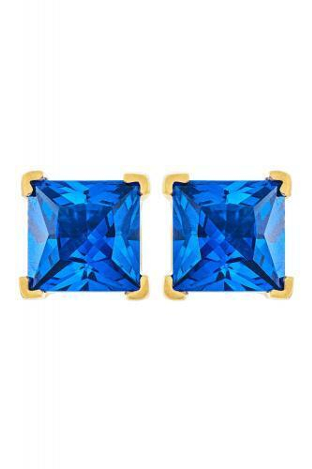 Серьги из серебра со вставками из выращенной синей шпинели и бесцветных фианитов