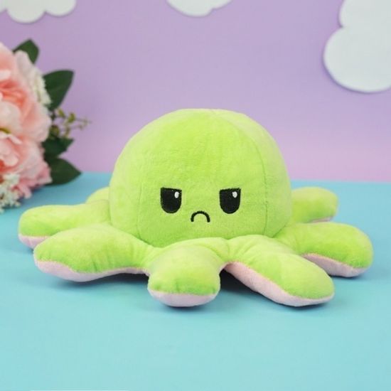 Мягкая игрушка-перевертыш "Осьминожек" розовый-салатовый, 30см