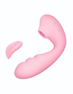 Розовый вибратор Tara с вакуумной стимуляцией и пультом ДУ (Цвет: розовый)