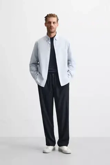 ZARA БРЮКИ-ДЖОГГЕРЫ ИЗ ЛИОЦЕЛЛА, МОРСКОЙ СИНИЙ