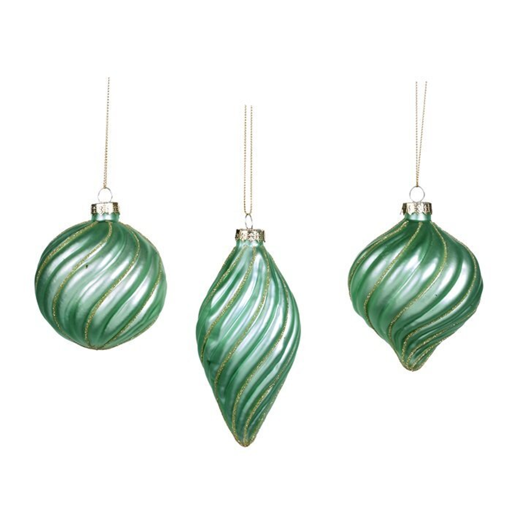 Шар с орнаментом 8см Goodwill Ribb Swirl Ball зеленый в ассортименте