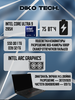 Ноутбук Lenovo ThinkPad T14p AI 2025 / Ultra 9 285Н / 32GB / 1TB / Черный