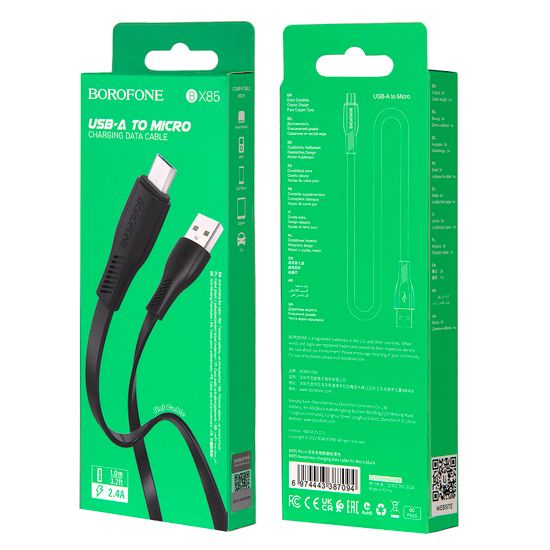 Кабель BX85 USB Micro USB 1M 2.4A Borofone черный