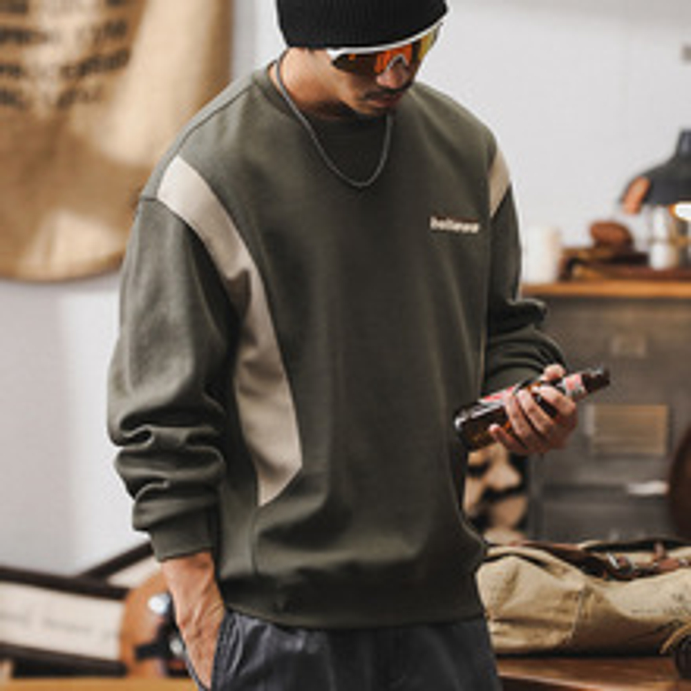 Свитшот мужской со вставками,осенний свободная модель.