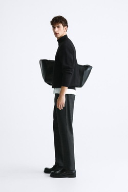 ZARA БРЮКИ КОМФОРТНОЙ ПОСАДКИ ИЗ РЕЛЬЕФНОЙ ТКАНИ, СЕРЫЙ