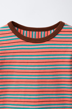 ZARA ФУТБОЛКА В ПОЛОСКУ, КОРАЛЛОВЫЙ