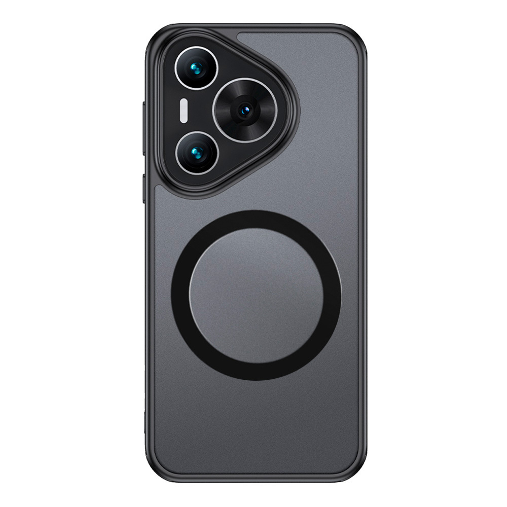 Чехол с Магсейф Huawei Pura 70 Pro / 70 Pro + прозрачный матовый с черным бортом WLONS