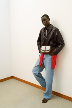 ZARA КОМБИНИРОВАННАЯ СУМКА С ПЛЕЧЕВЫМ РЕМНЕМ, СВЕТЛО-БЕЖЕВЫЙ