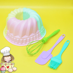 Набор Юного кондитера "Большой кекс" силиконовый: форма 24*10см, лопатка, кисточка, венчик