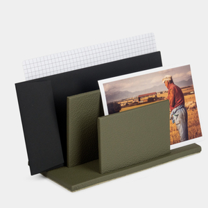 Подставка для визиток и бумаг из натуральной кожи теленка, зеленого цвета