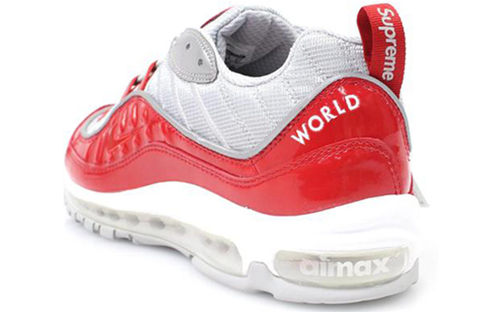 Supreme x Nike Air Max 98 Varsity Red non-slip lightweight low-top running shoes men's white red