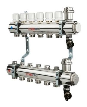 Коллекторный блок Valtec 1"х3/4" 9 выходов (латунь) VTc.594.EMNX.0609