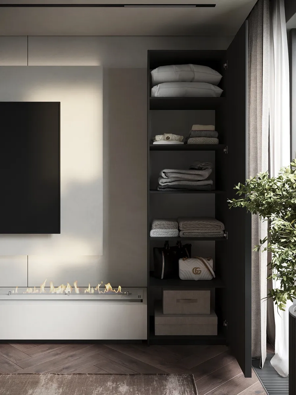 Шкаф Распашной Темно-серый 61х220x52,5 SOHO