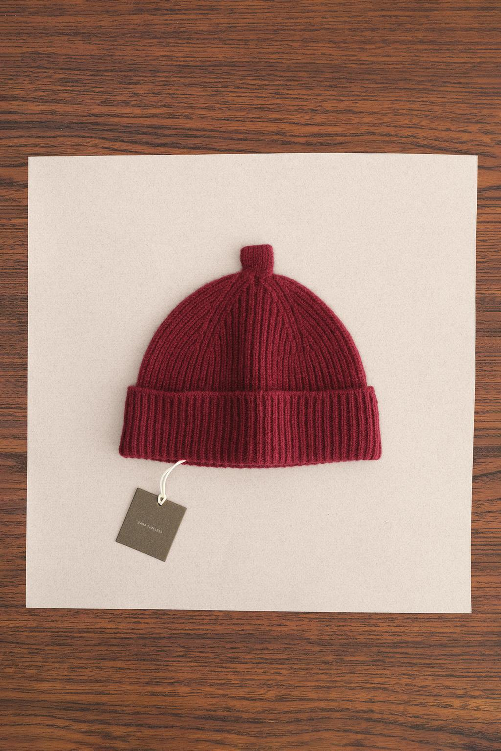 ZARA TIMELESS — ШАПКА ИЗ 100% ШЕРСТИ, БУРГУНДИ