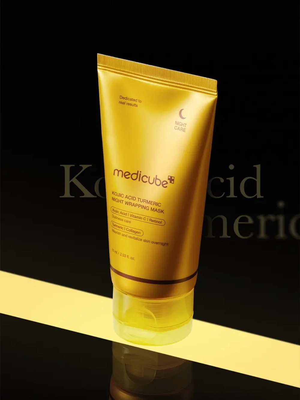 Medicube Ночная маска-пленка с куркумой и коллагеном против пигментации Kojic Acid Turmeric Night Wrapping Mask 75 мл