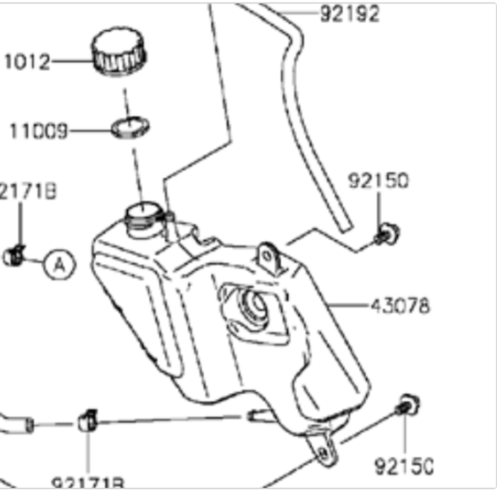 43078-0553. RESERVOIR. Reserve tank for Kawasaki ER-6F, NINJA650 2012-2016. Ninja400