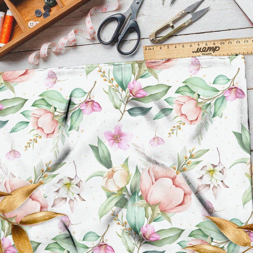 Ткань барби розовые бутоны