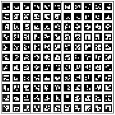 Поле aruco-меток, небликующая поверхность, 4*4 метра, 121 метка