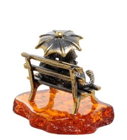 Народные промыслы AM-1794 Фигурка «Коты под зонтом» (латунь, янтарь)