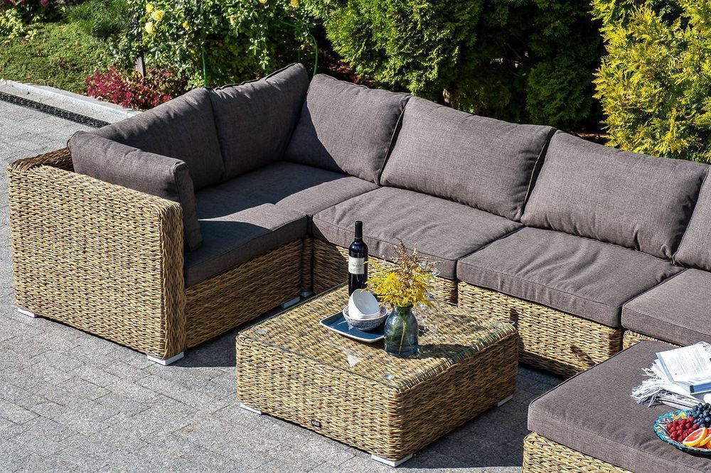 "Лунго" трансформирующаяся лаунж-зона из искусственного ротанга (гиацинт), цвет соломенный