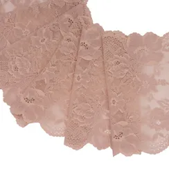 Кружево эластичное пыльно-розовое/пион 19 см (жесткое)