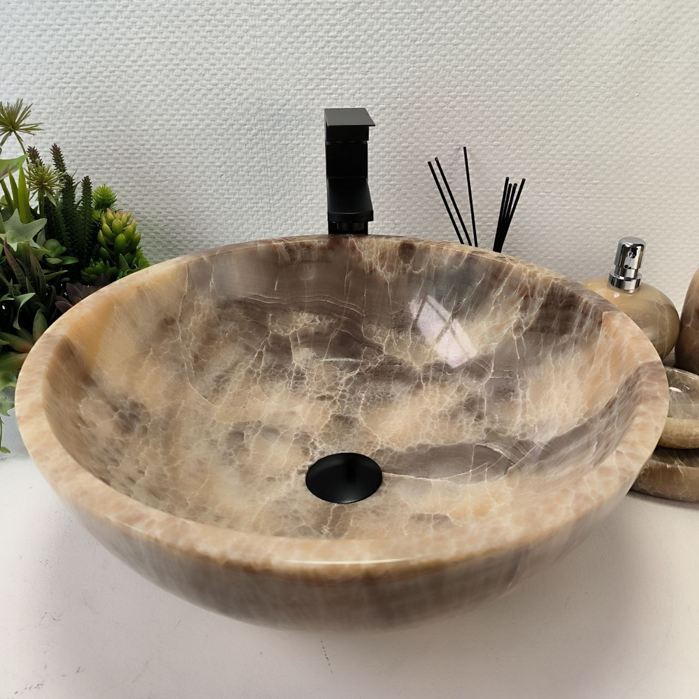 Раковина из оникса Bowl Grey TinLip BO-62968 45*45*17 42