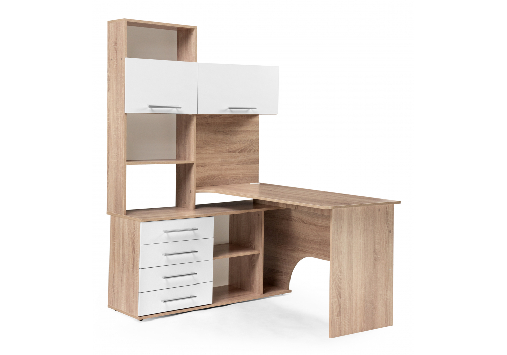 Компьютерный стол Woodville КСТ-14.1Л левый дуб сонома, белый