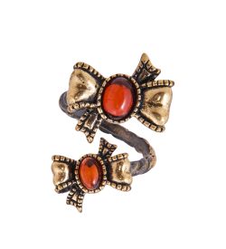 AM-3855 Кольцо «Бантики» (латунь, янтарь)