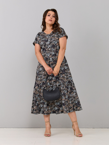 Платье П-032/черный-бежабстракция