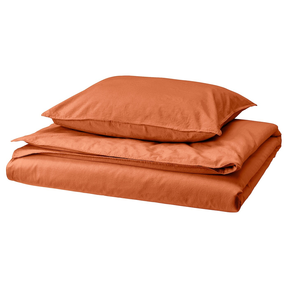 IKEA ÄNGSLILJA  (ИКЕА ÄНГСЛИЛЙА)  -  Пододеяльник и наволочка, красно-коричневый, 150x200/50x60 см