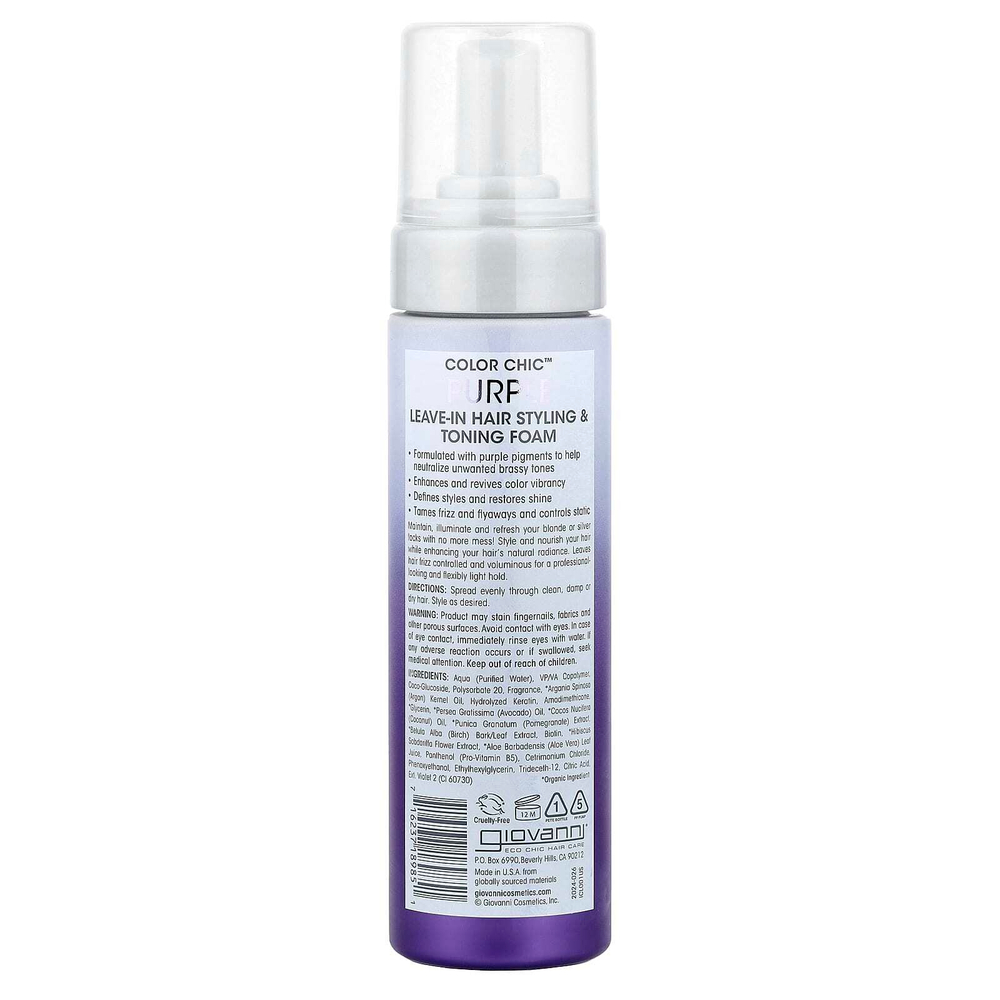 Giovanni, Color Chic ™, несмываемая пенка для укладки и тонизирования фиолетовых волос, 207 мл (7 жидк. Унций)