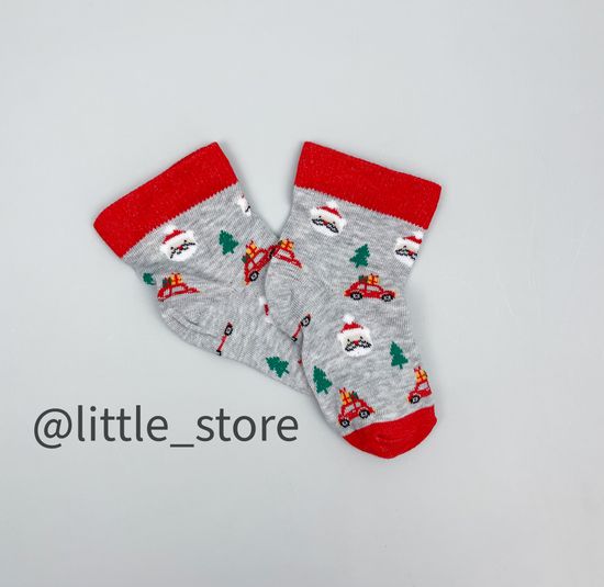 Носочки хлопковые Новогодние, серый меланж