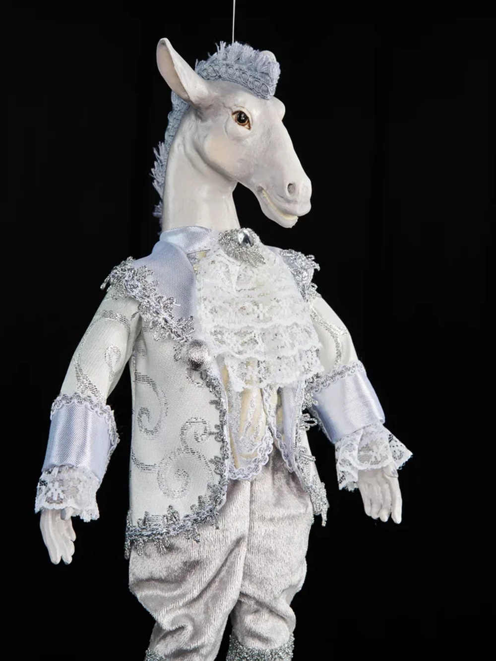 Винтажное украшение Царский конь 37 см., серый, Christmas DeLuxe (13664)