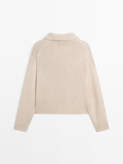 Massimo Dutti Кардиган из смесовой шерсти с пуговицами в форме рога, норка