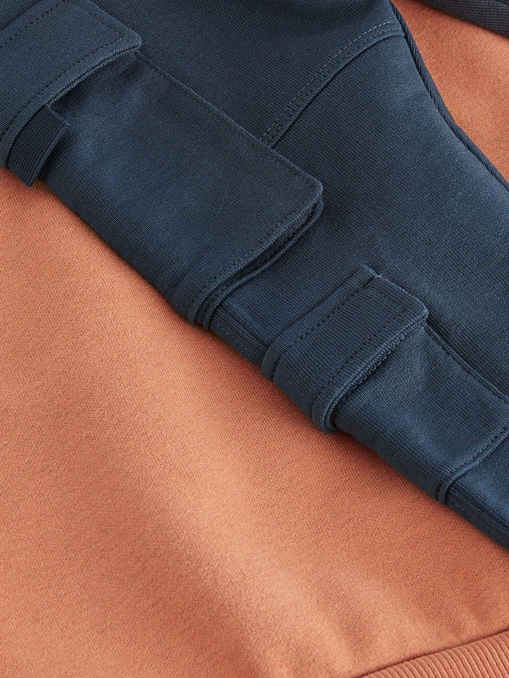 Толстовка и джоггеры карго в комплекте для мальчика Next 796-240, Оранжевый, Темно-синий