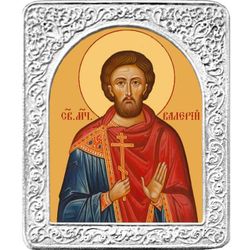 Святой Валерий. Маленькая икона в серебряной раме.